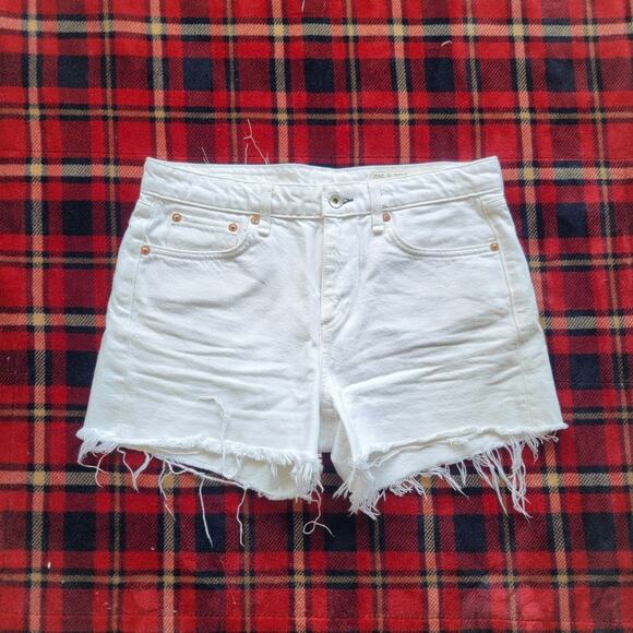 Rag & Bone Frayed White Jean Shorts - Picture 1 of 3